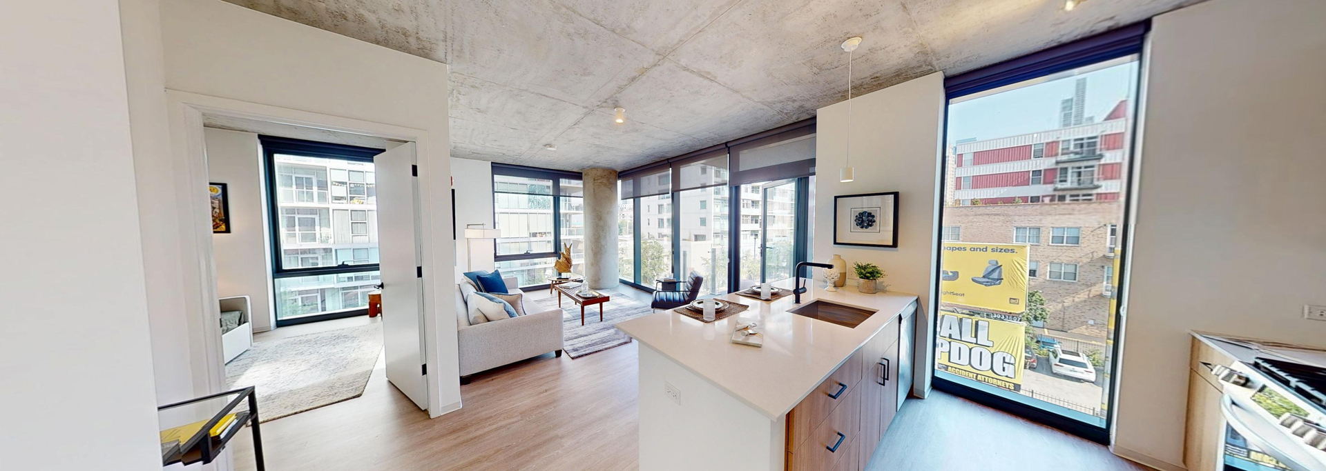Chicago South Loop Apartment Kitchen and Living
